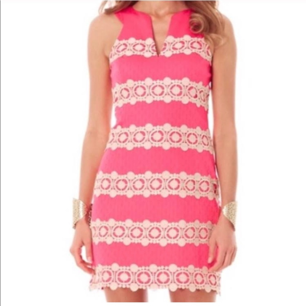 lilly pulitzer: pink and gold dress w/ anchors